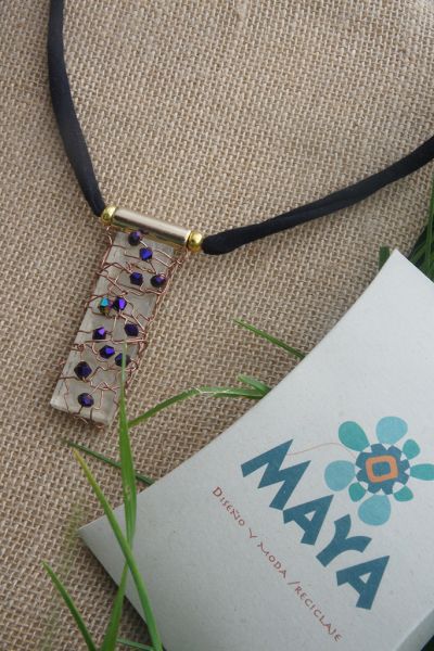 Violet Murano fabric glass necklace