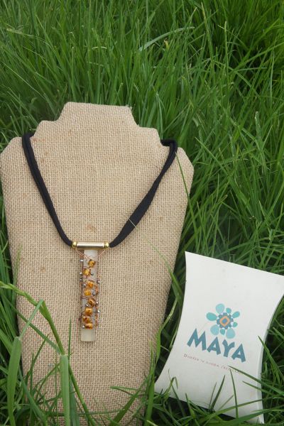 Yellow Murano fabric glass necklace